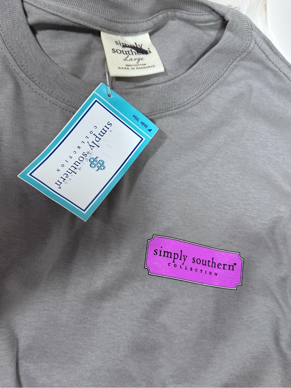 Simply Southern Gray Short-Sleeve Tee with Pink Logo Patch - Picture 3 of 3